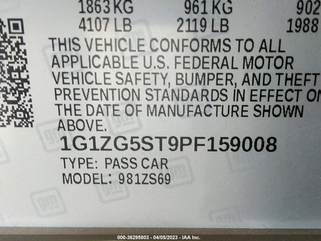 Chevrolet MALIBU RS 2023 1G1ZG5ST9PF159008 Image 9