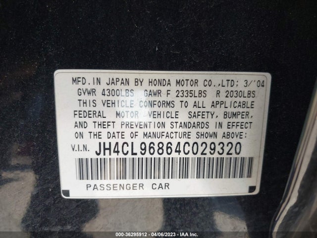 2004 ACURA TSX VIN: JH4CL96864C029320