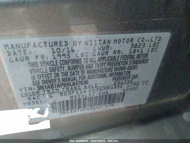 3N1AB7AP6HL647636 Nissan SENTRA SV