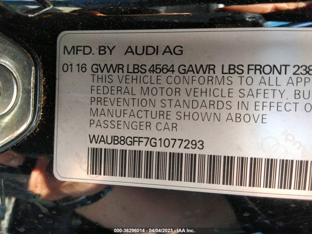 WAUB8GFF7G1077293 Audi A3 2.0t Premium
