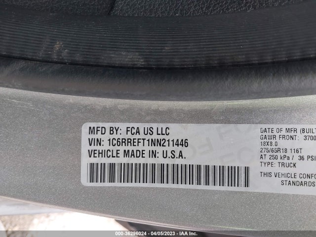 RAM 1500 Big Horn 2022 1C6RREFT1NN211446 Image 9