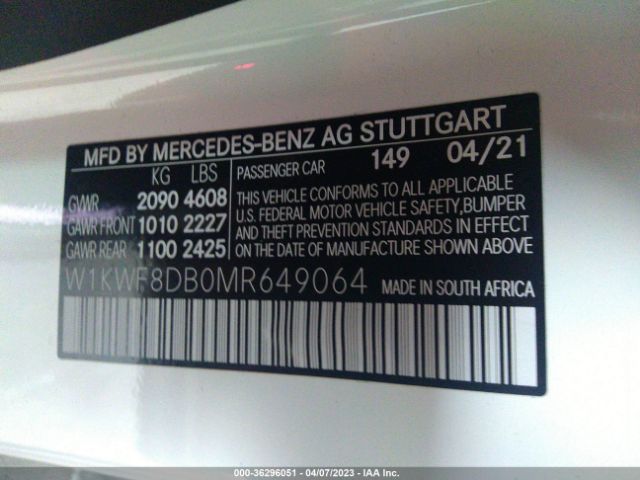 W1KWF8DB0MR649064 Mercedes-Benz C-class C 300