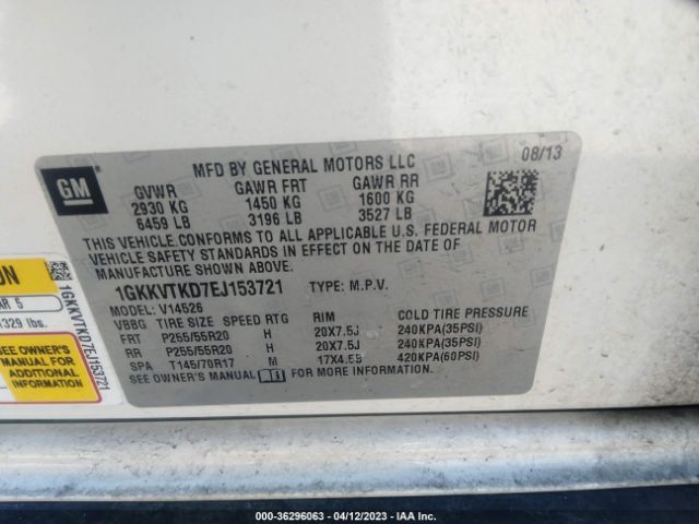 1GKKVTKD7EJ153721 GMC Acadia Denali
