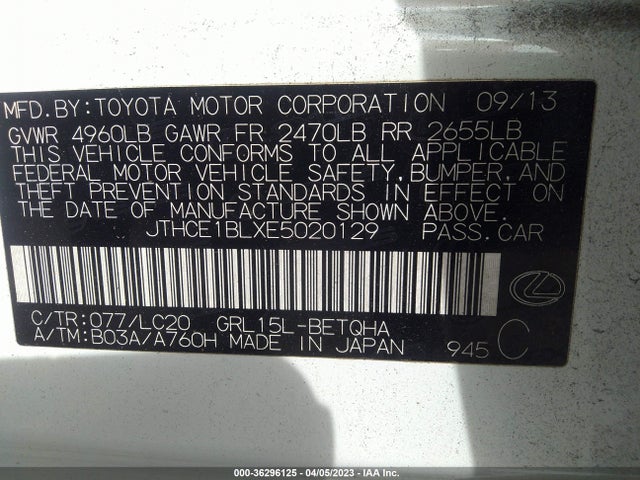 Lexus GS 350 2014 JTHCE1BLXE5020129 Image 10