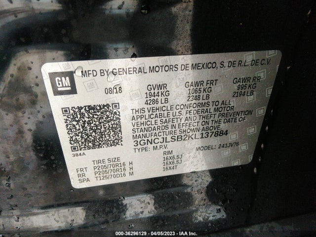 Chevrolet Trax Lt 2019 3GNCJLSB2KL137884 Image 10