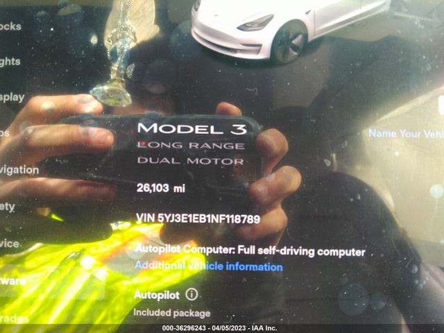 5YJ3E1EB1NF118789 Tesla Model 3 Long Range