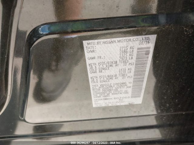 5N1DR2MMXHC602068 Nissan Pathfinder Platinum/sv/sl/s