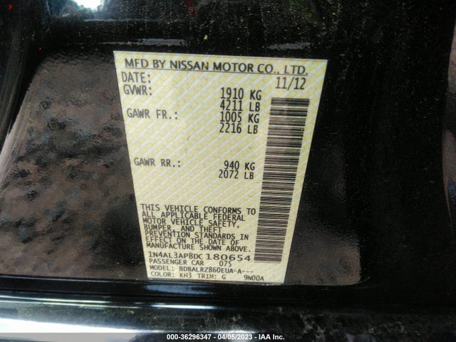 2013 NISSAN ALTIMA 2.5 S VIN: 1N4AL3AP8DC180654