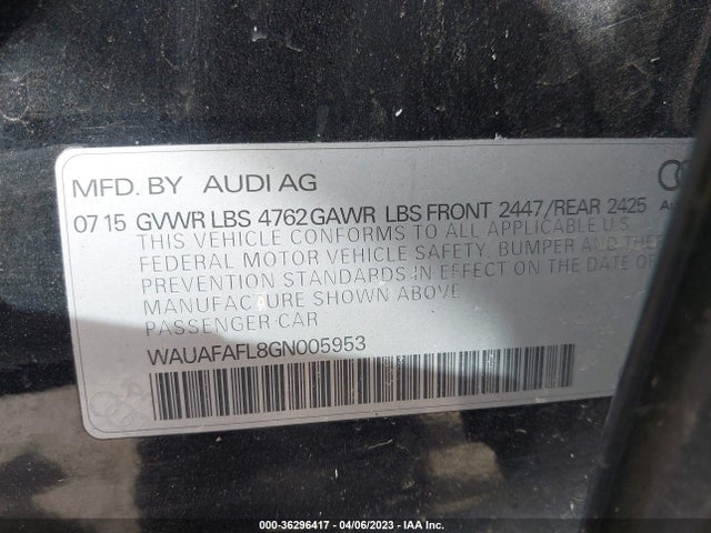 WAUAFAFL8GN005953 Audi A4 PREMIUM