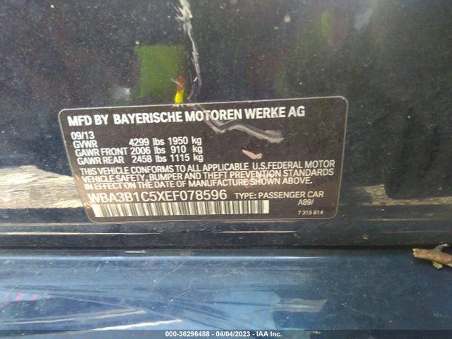 BMW 3 Series 320i 2014 WBA3B1C5XEF078596 Image 9