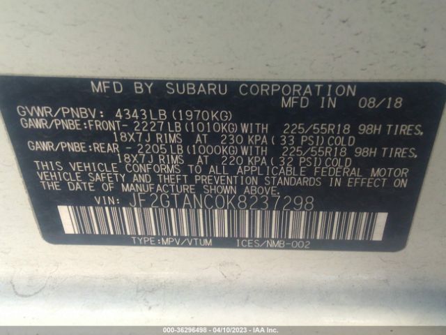 JF2GTANC0K8237298 Subaru Crosstrek Limited
