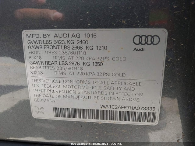 WA1C2AFP7HA073335 Audi Q5 PREMIUM