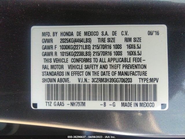 Honda CR-V LX 2016 3CZRM3H39GG706203 Image 9