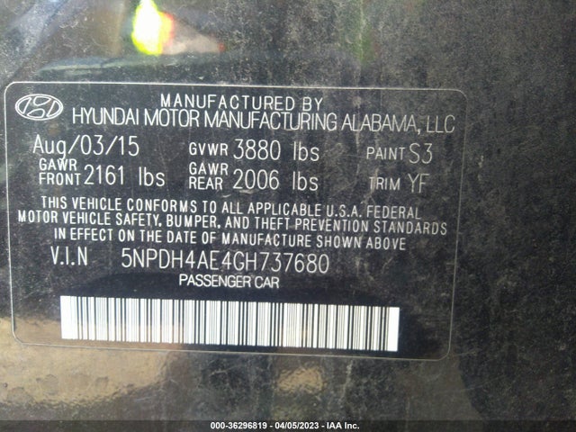 Hyundai ELANTRA SE 2016 5NPDH4AE4GH737680 Image 10