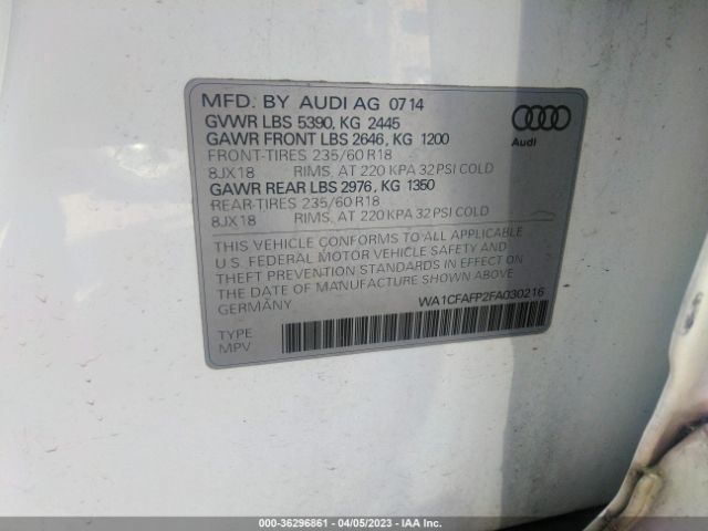 WA1CFAFP2FA030216 Audi Q5 PREMIUM