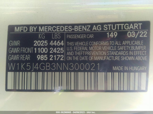 2022 Mercedes-Benz CLA-Class, VIN: W1K5J4GB3NN300021