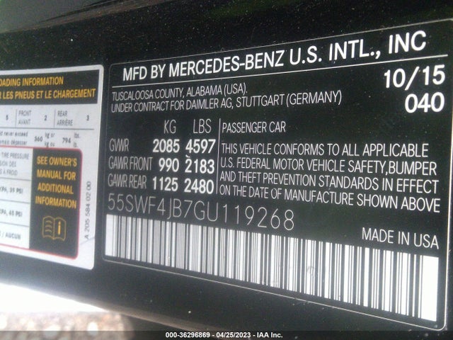 55SWF4JB7GU119268 Mercedes-Benz C-class C 300