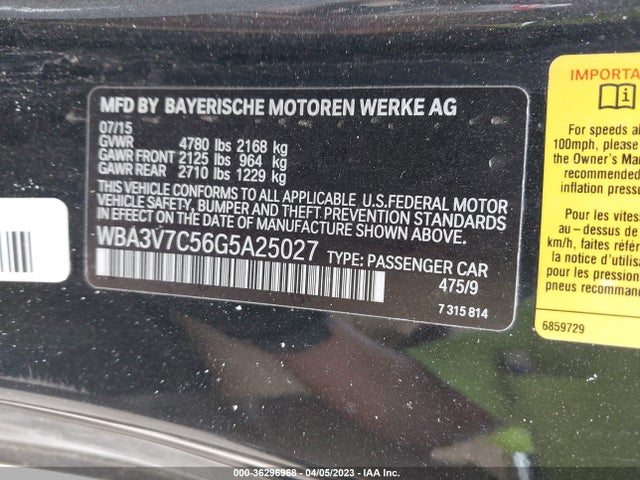 WBA3V7C56G5A25027 BMW 4 Series 428i
