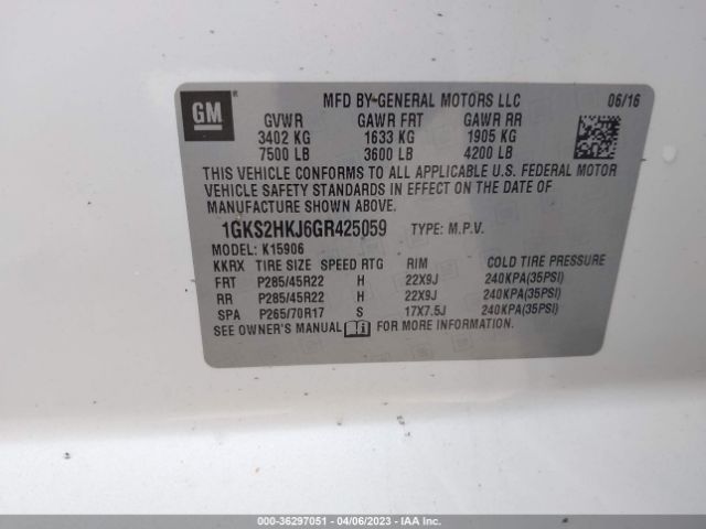 1GKS2HKJ6GR425059 GMC YUKON XL DENALI