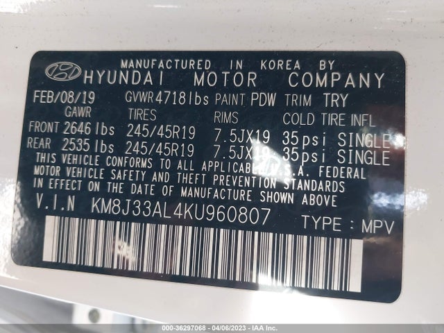 Hyundai Tucson Night 2019 KM8J33AL4KU960807 Image 10