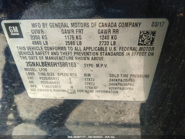 Chevrolet EQUINOX LS 2017 2GNALBEK6H1586163 Image 10