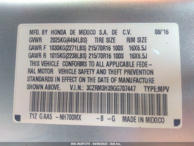 Honda CR-V LX 2016 3CZRM3H39GG707447 Image 9