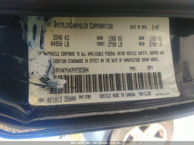 2007 DODGE MAGNUM VIN: 2D4FV47V47H735304