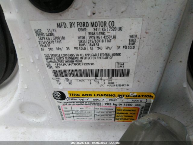 1FMJK1HT8GEF22516 Ford Expedition El Xlt/king Ranch