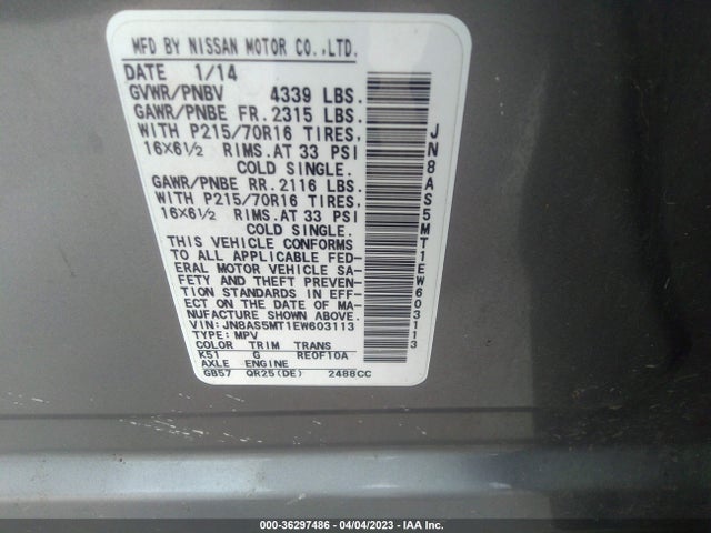 Nissan Rogue Select S 2014 JN8AS5MT1EW603113 Image 10