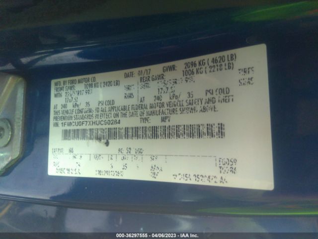 1FMCU0F7XHUC90284 Ford ESCAPE S
