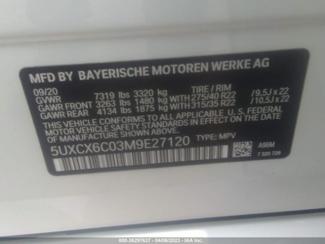 5UXCX6C03M9E27120 BMW X7 M50i