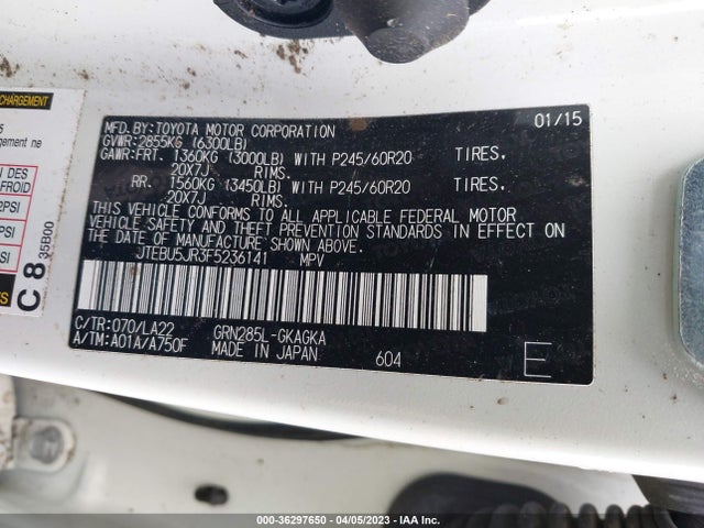 Toyota 4runner Limited 2015 JTEBU5JR3F5236141 Image 11