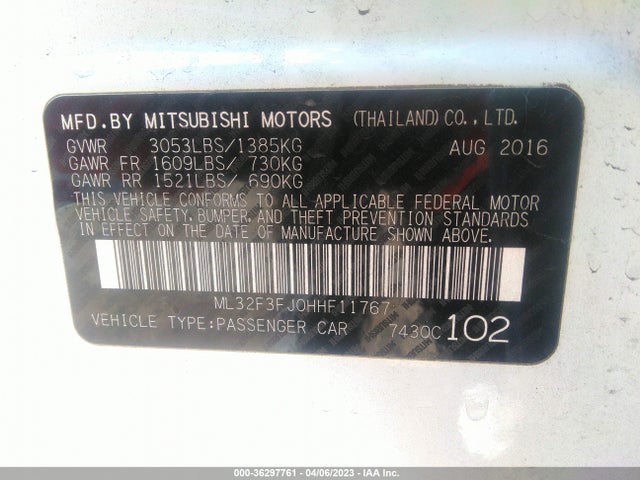 ML32F3FJ0HHF11767 Mitsubishi Mirage G4 Es