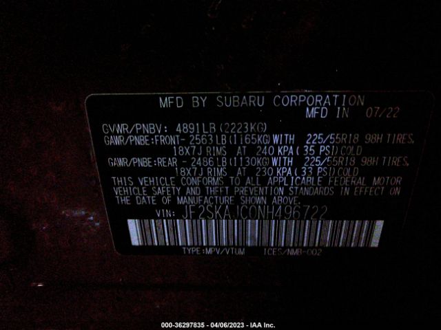 JF2SKAJC0NH496722 Subaru Forester Sport