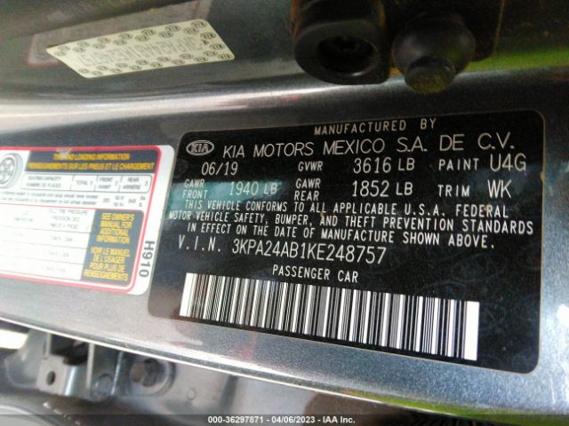 3KPA24AB1KE248757 KIA RIO S