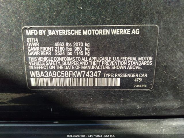 WBA3A9C58FKW74347 BMW 3 Series 335i