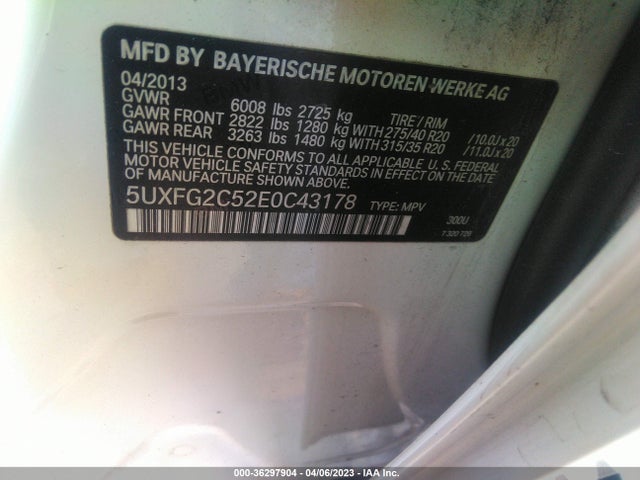 5UXFG2C52E0C43178 BMW X6 Xdrive35i