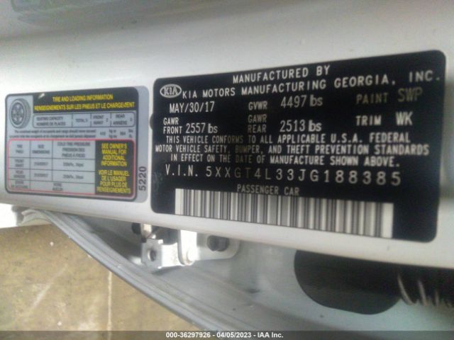 5XXGT4L33JG188385 KIA Optima S