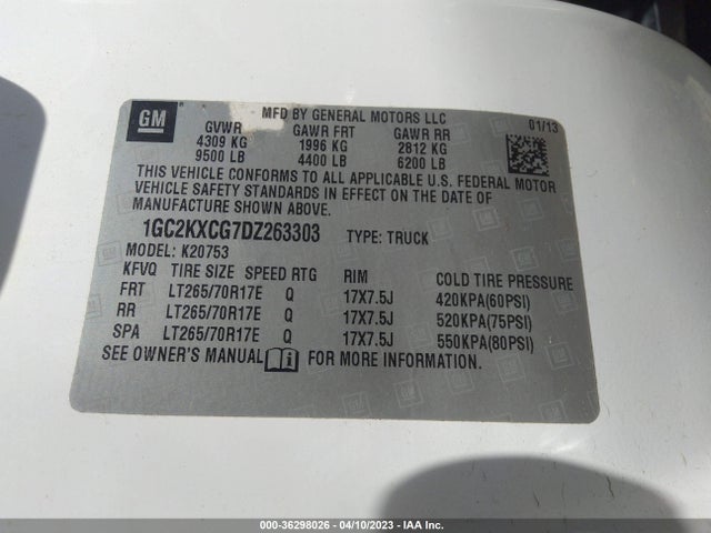 2013 CHEVROLET SILVERADO 2500HD LT VIN: 1GC2KXCG7DZ263303