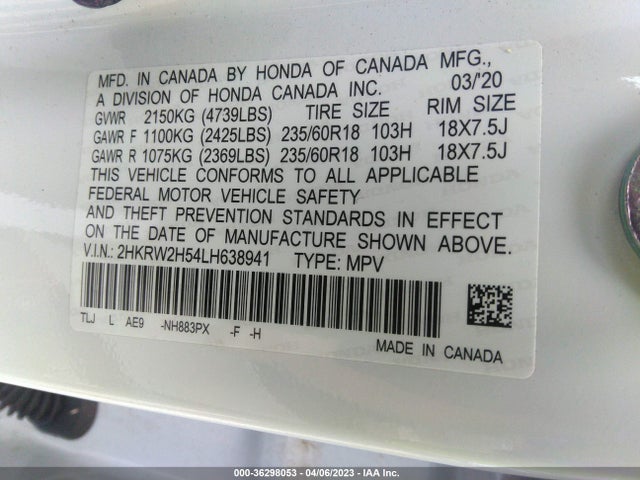 Honda CR-V EX 2020 2HKRW2H54LH638941 Image 9
