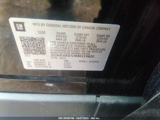 Chevrolet EQUINOX LT 2021 2GNAXKEV4M6119822 Image 9