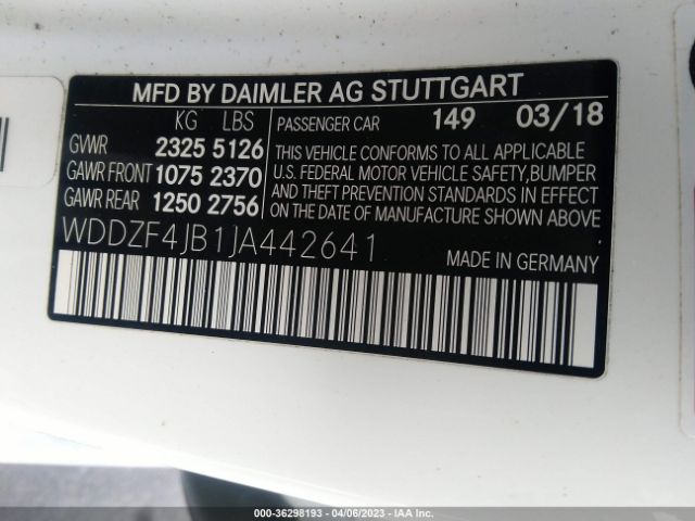 WDDZF4JB1JA442641 Mercedes-Benz E-class E 300