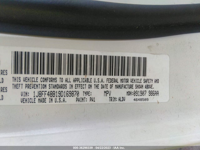 2009 JEEP PATRIOT LIMITED VIN: 1J8FF48B19D169870