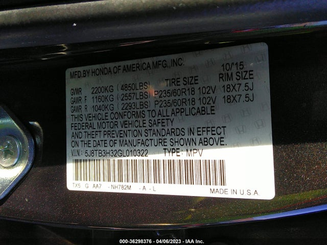 2016 Acura RDX, VIN: 5J8TB3H32GL010322