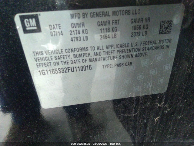 Chevrolet IMPALA LTZ 2015 1G1165S32FU110016 Image 11