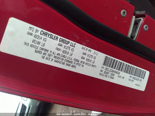 2011 DODGE CHARGER SE VIN: 2B3CL3CG0BH506636