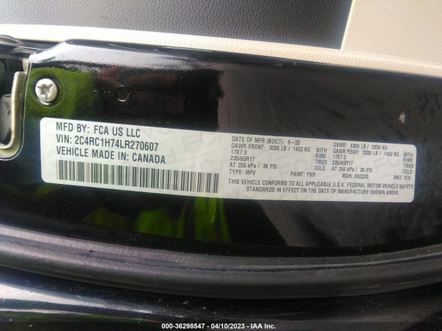 2020 Chrysler Pacifica Hybrid, VIN: 2C4RC1H74LR270607