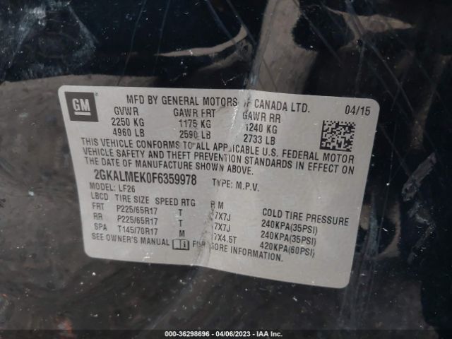 2GKALMEK0F6359978 GMC Terrain Sle