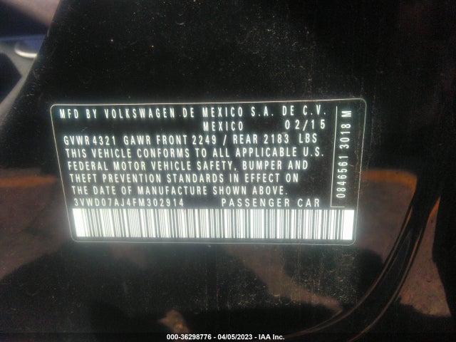 3VWD07AJ4FM302914 Volkswagen Jetta Sedan 1.8t Se