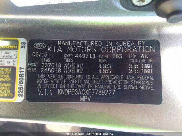 KNDPB3ACXF7789227 KIA Sportage Lx